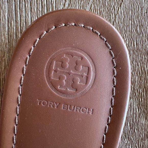 Tory Burch Miller Thong Sandals Slides Vintage Vachetta Tan Brown Leather W 10.5 - Picture 7 of 16